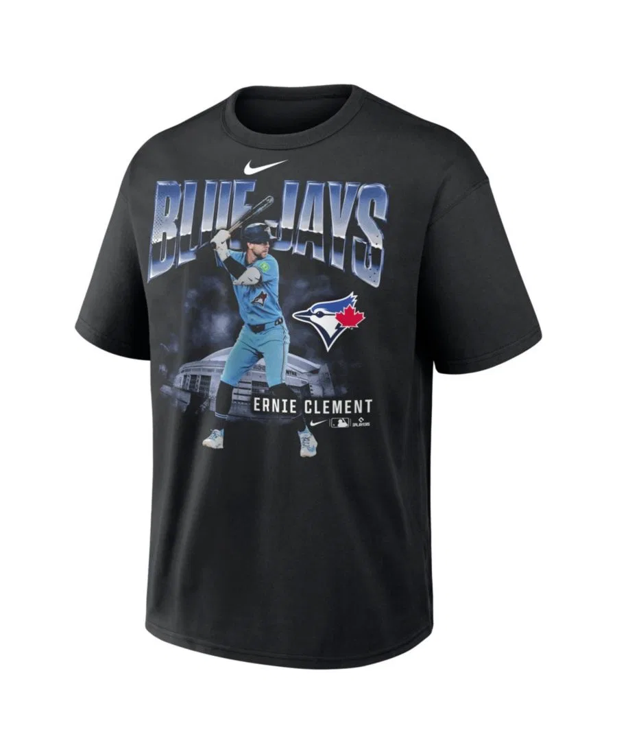Мужская футболка Ernie Clement Black Toronto Blue Jays с увеличенным изображением игрока, модель Max90 Heavyweight Nike, Black — фото 3