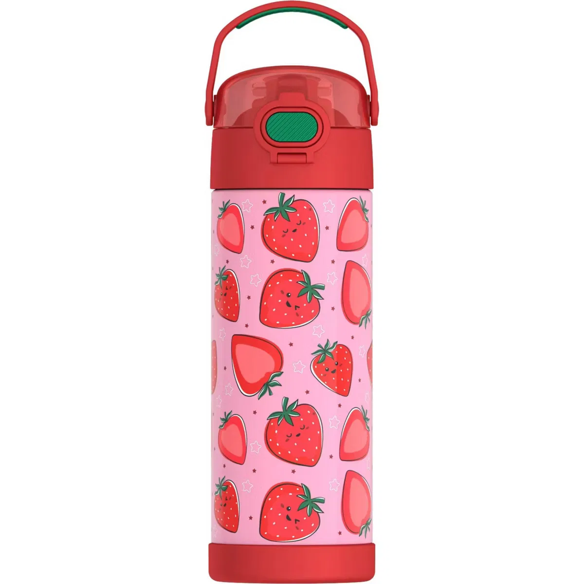 Детская бутылка для воды 470 мл с трубочкой и ручкой FUNtainer Strawberry Smiles Thermos, Strawberry Smiles