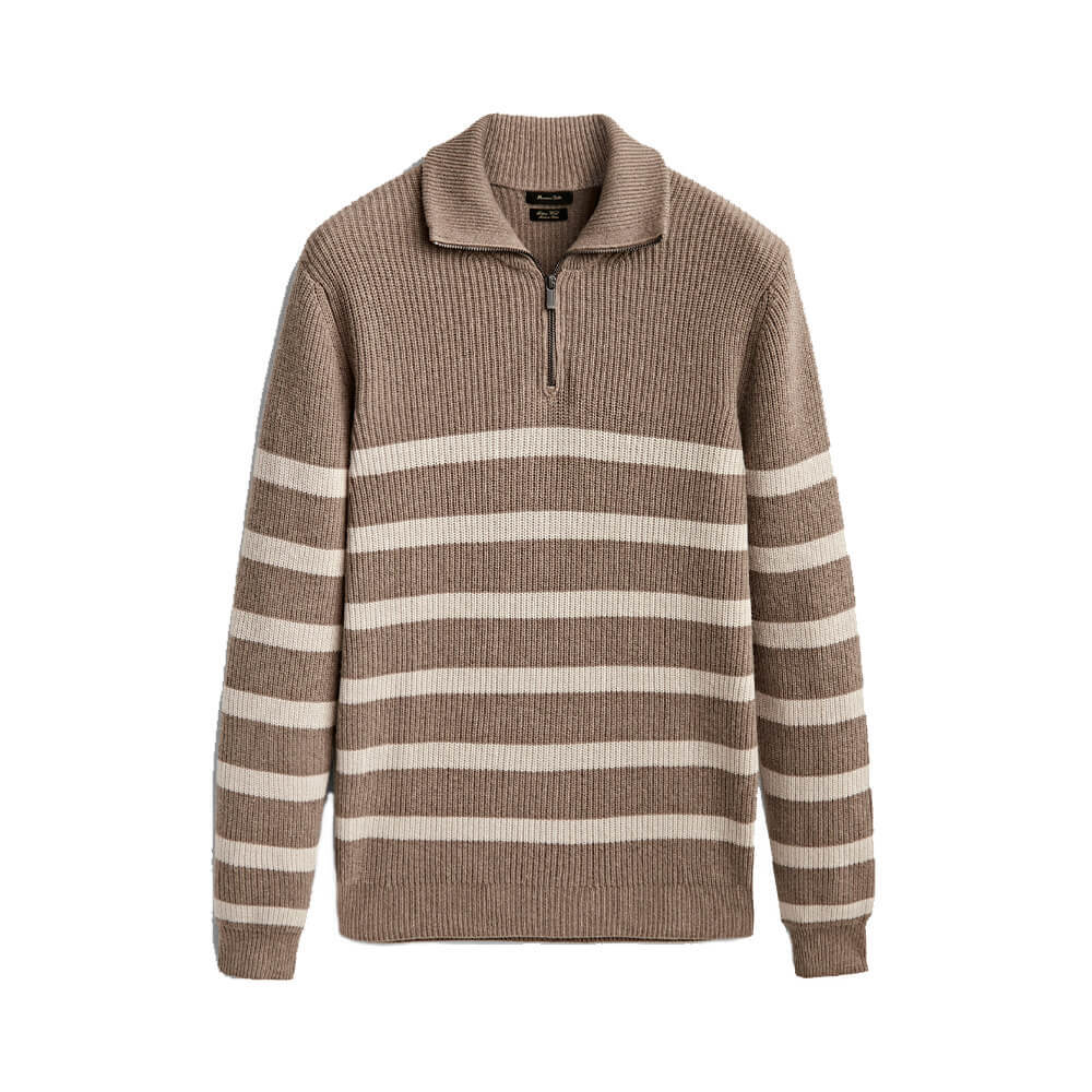 

Свитер Massimo Dutti Striped Mock Neck Zip, темно-бежевый (Размер M)