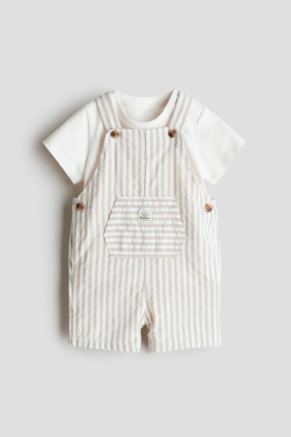 Комплект из двух предметов: комбинезон и футболка H&M, Weiß/Beige Gestreift