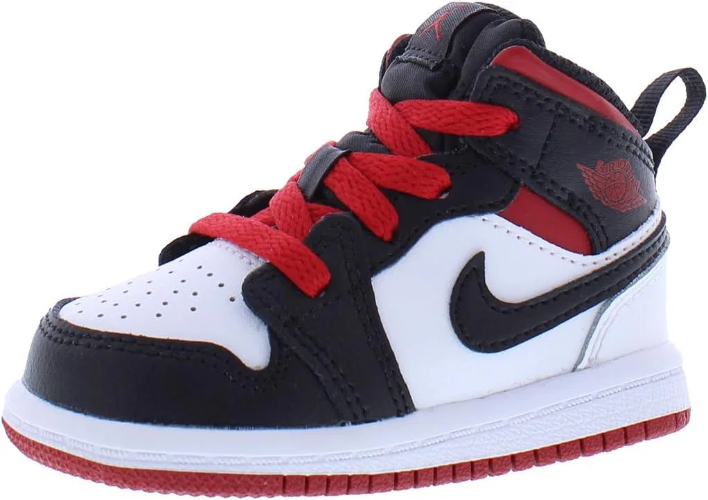 Детские кроссовки для мальчиков Air Jordan 1 Mid GS Nike, White/Gym Red/Black/White