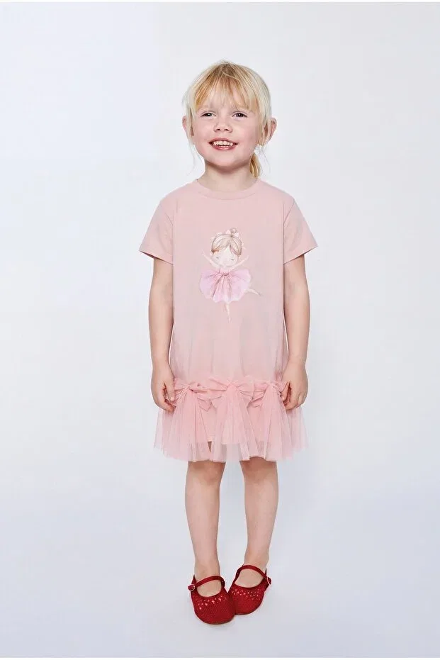 Детское платье для девочек хлопковое Ballerina Printed Dress Magu, Pink