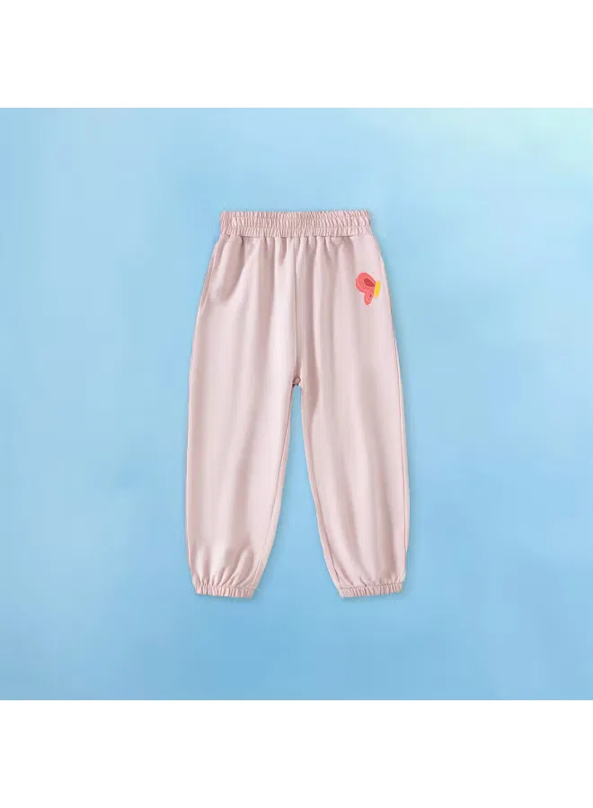 Штаны летние тонкие с принтом бабочки для девочек Jeanswest, розовый — фото 2