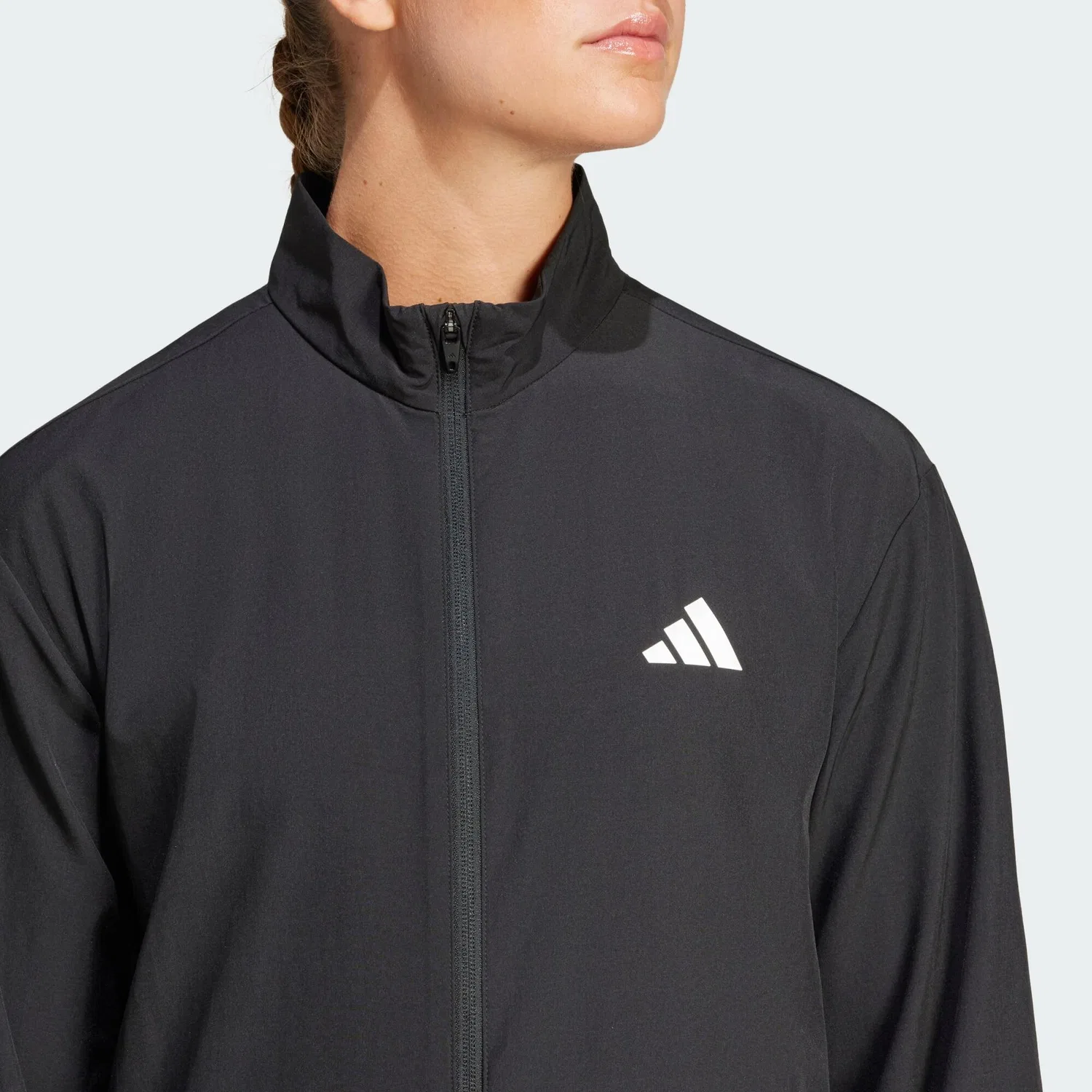 Мужская ветровка с длинным рукавом Train Essentials 3-Streifen Woven Warm-Up Jacke Adidas, Schwarz — фото 4