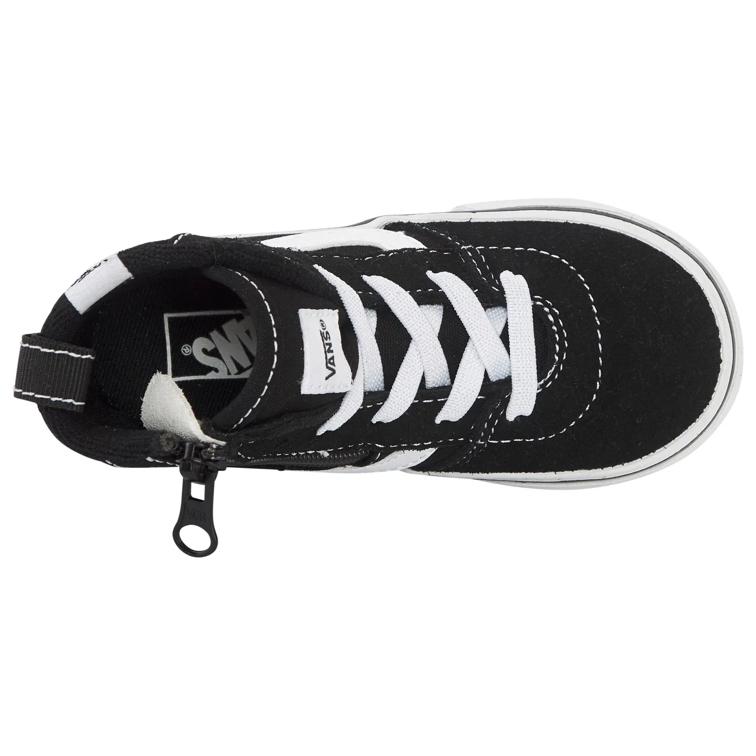 Детские кожаные кроссовки на молнии Ashwood Hi Decon Side Zip Vans, Black/White — фото 4