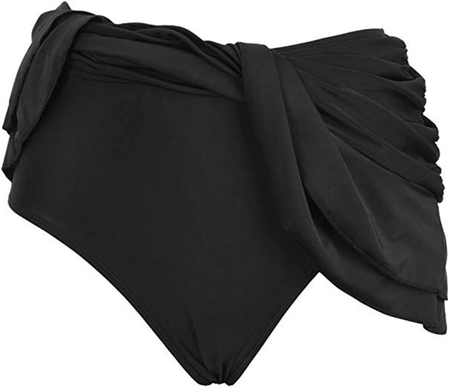 Женская мини-юбка для плавания с рюшами и высокой талией, Black — фото 4