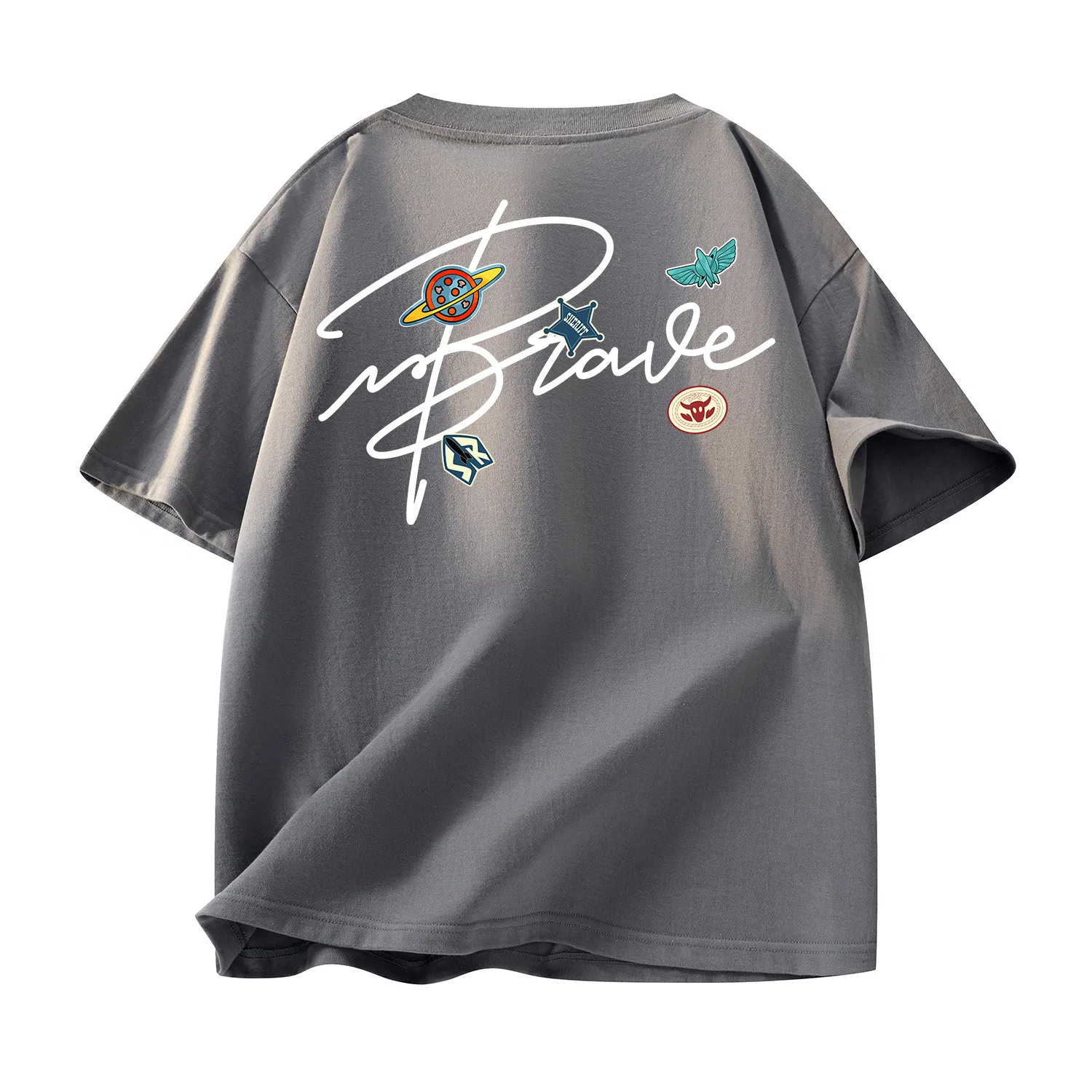 Детская футболка с принтом Disney T Shirts Unisex Crew Neck Thin Straight Fit Disney, Dark Gray