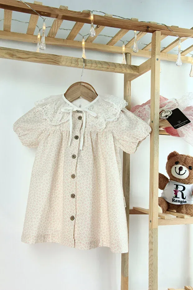 Детское платье для девочек с кружевным воротником Flower Girl Cottovera, Nude Color — фото 3