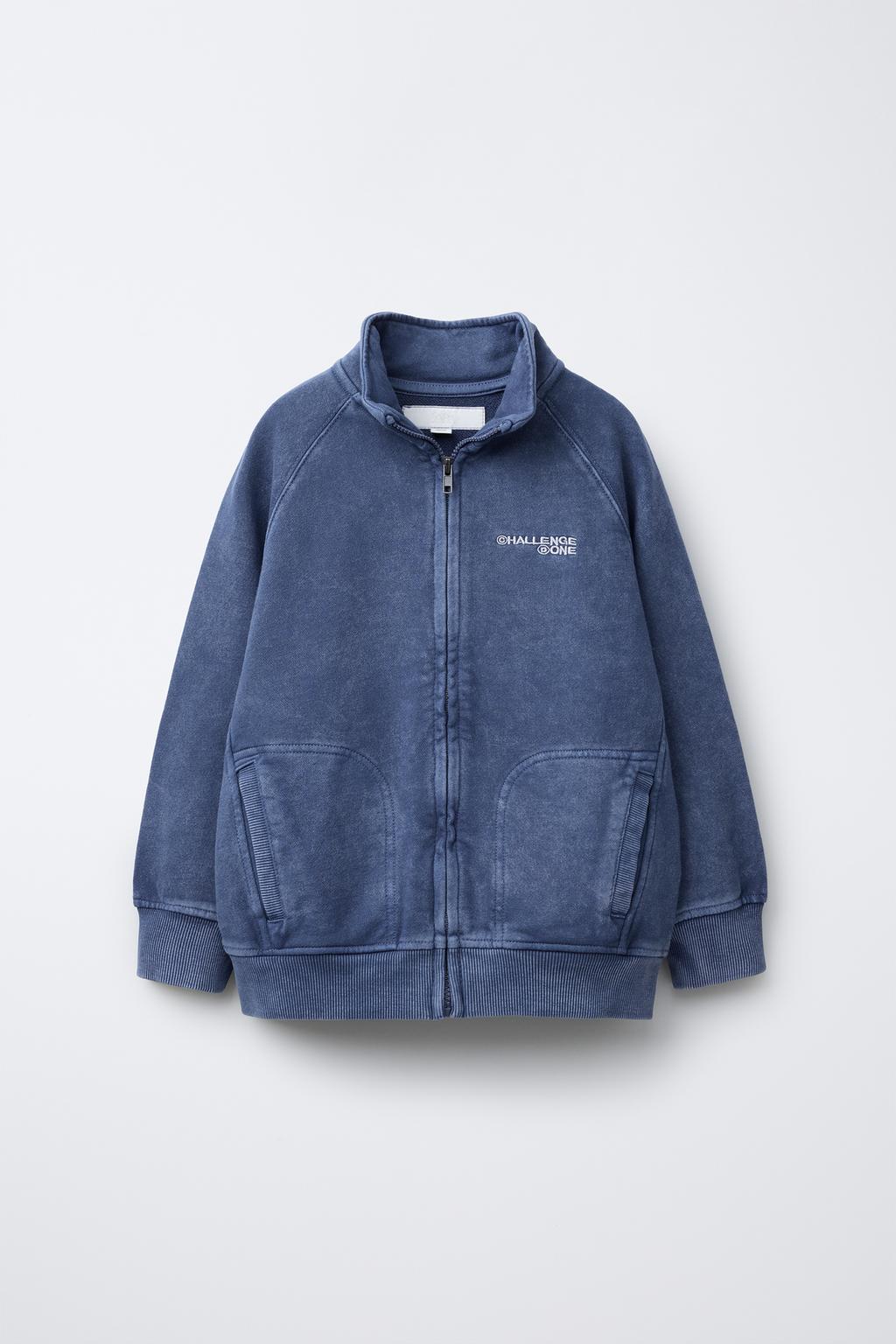 

Толстовка на молнии с эффектом стирки ZARA, цвет Faded blue