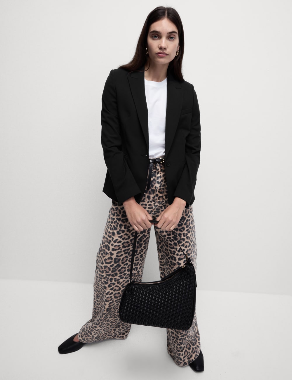 

Узкий однобортный блейзер Marks & Spencer, черный