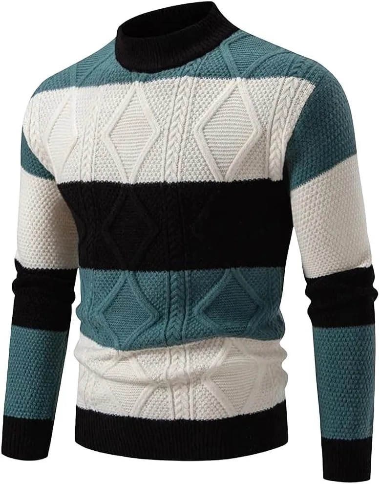 

Мужской свитер с пэчворком и воротником стойкой