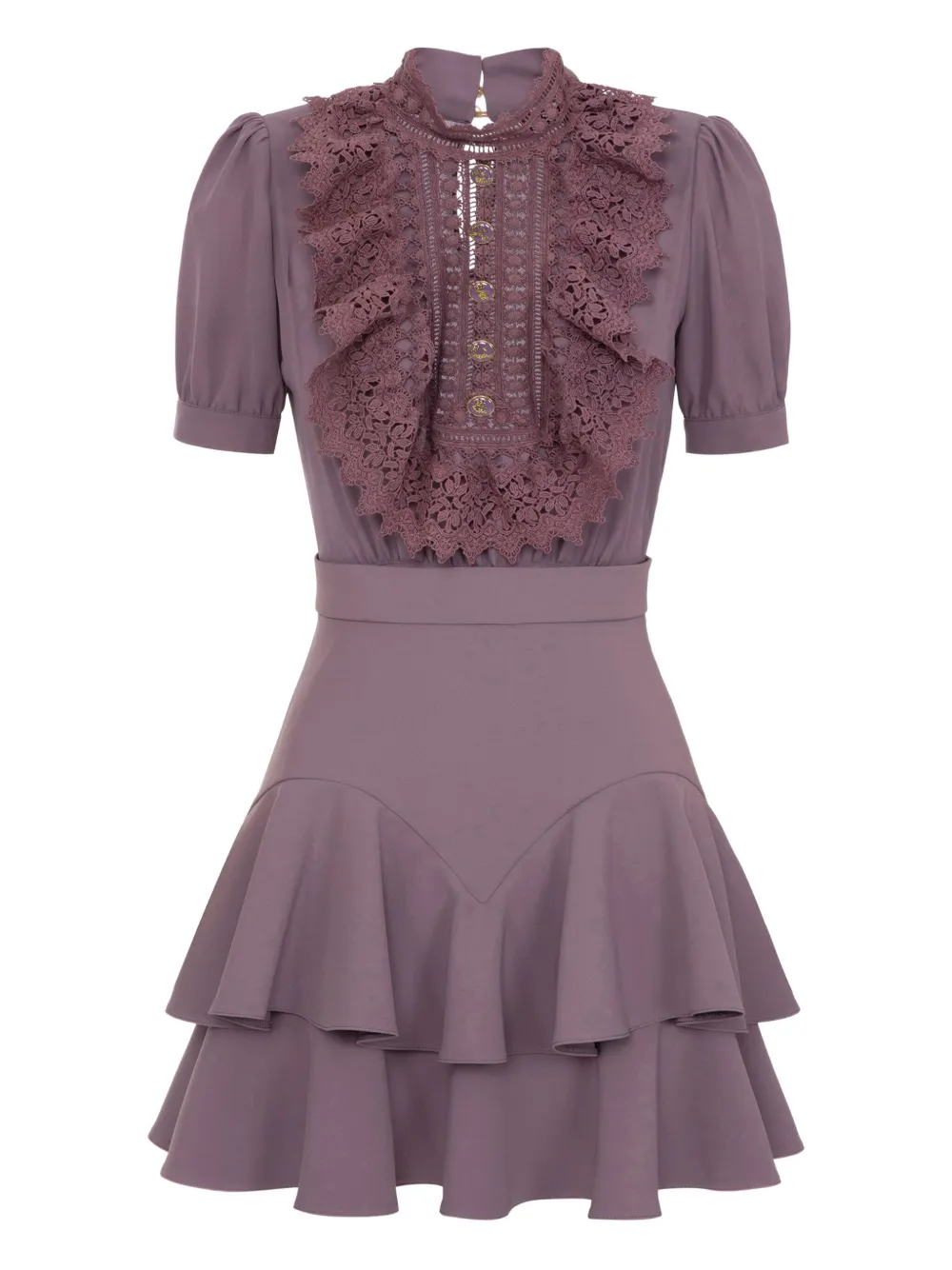 

Мини-платье из кружев с оборками Elisabetta Franchi, фиолетовый