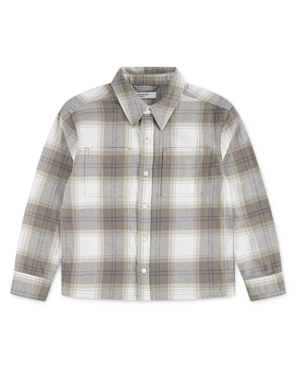 

Традиционная фланелевая рубашка & Fitch для мальчика Abercrombie, бежевый