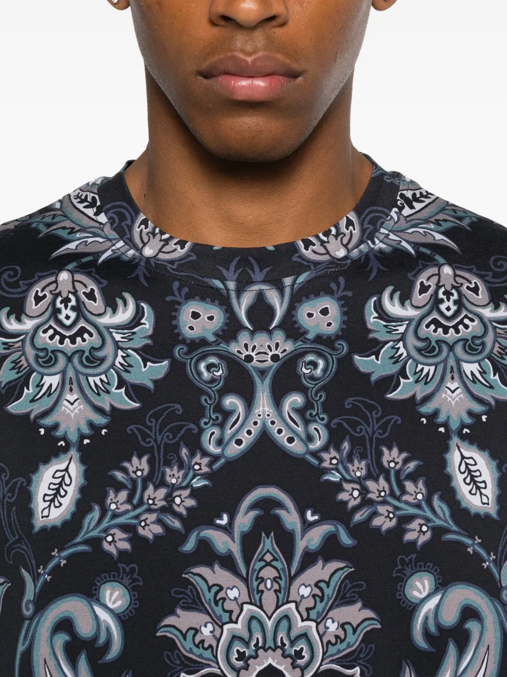 Футболка из хлопка с принтом "пейсли" Etro, синий — фото 4