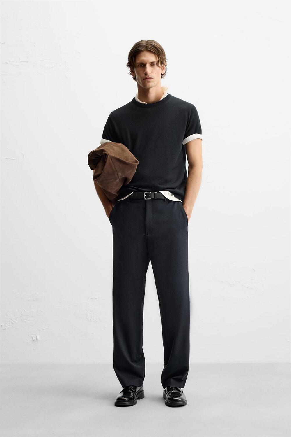 

Прямые брюки ZARA, темно-синий