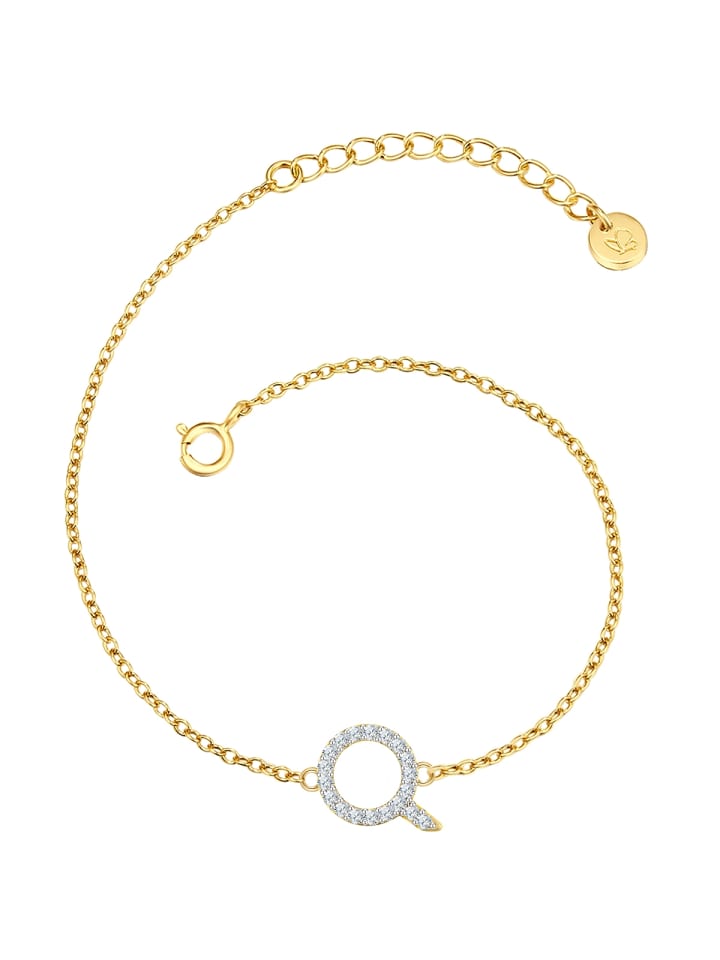 

Glanzstücke München Браслет с буквой Q из стерлингового серебра с кубическим цирконием в оправе из желтого золота