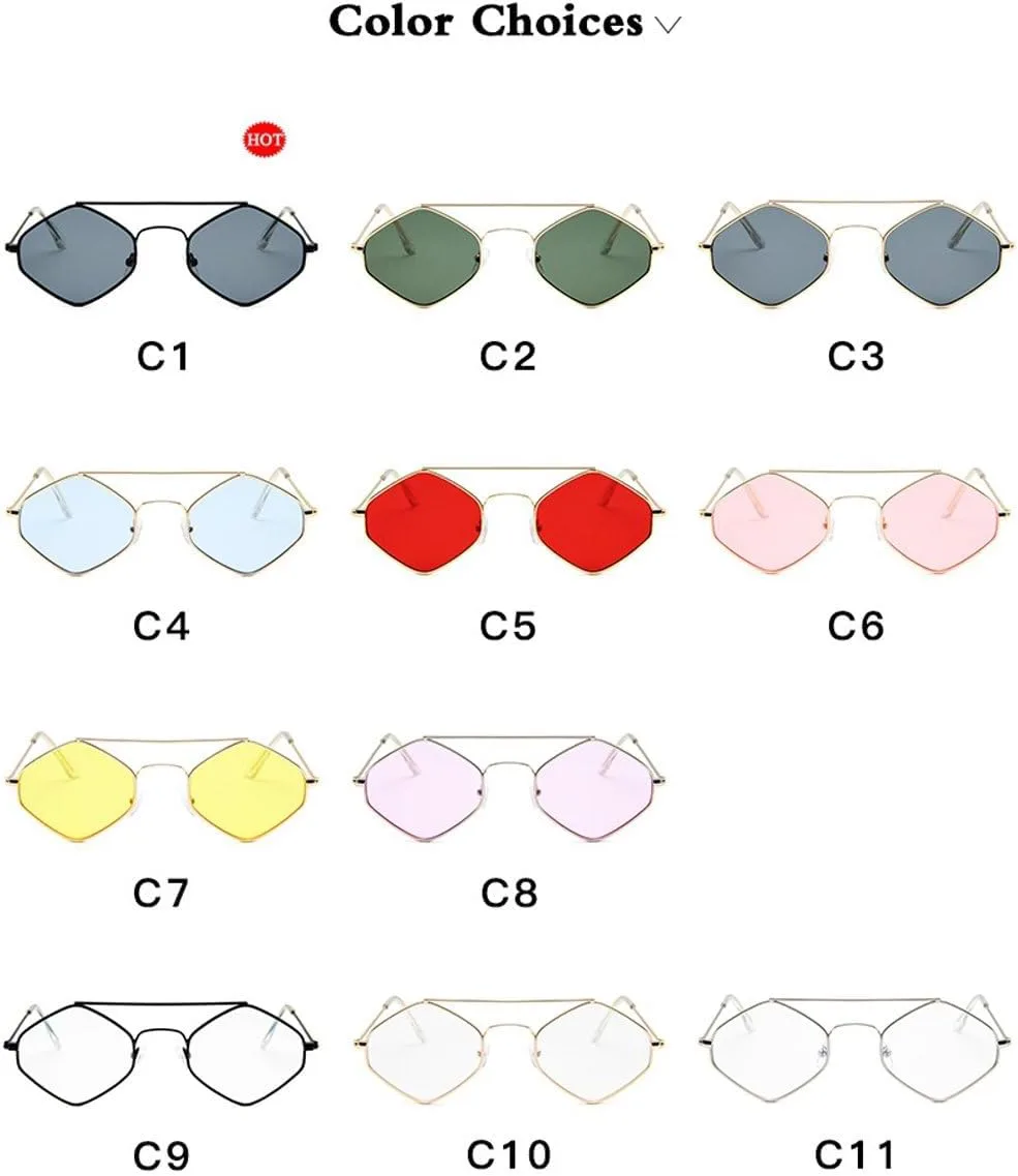 

Женские солнцезащитные очки Polygonal Ocean с ретро-металлической оправой и двойным оправным дизайном, флуоресцентного однотонного цвета GHVWYX, 11-silver-white