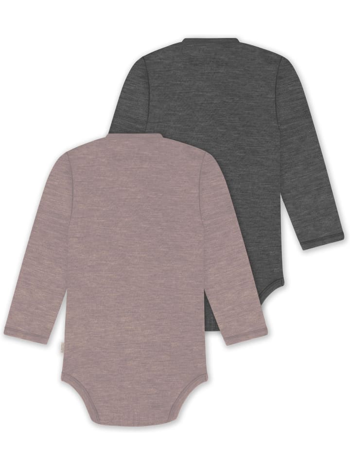 Normani Outdoor Sports Комплект из 2 органических детских боди с длинными рукавами, розового/антрацитового цвета — фото 2