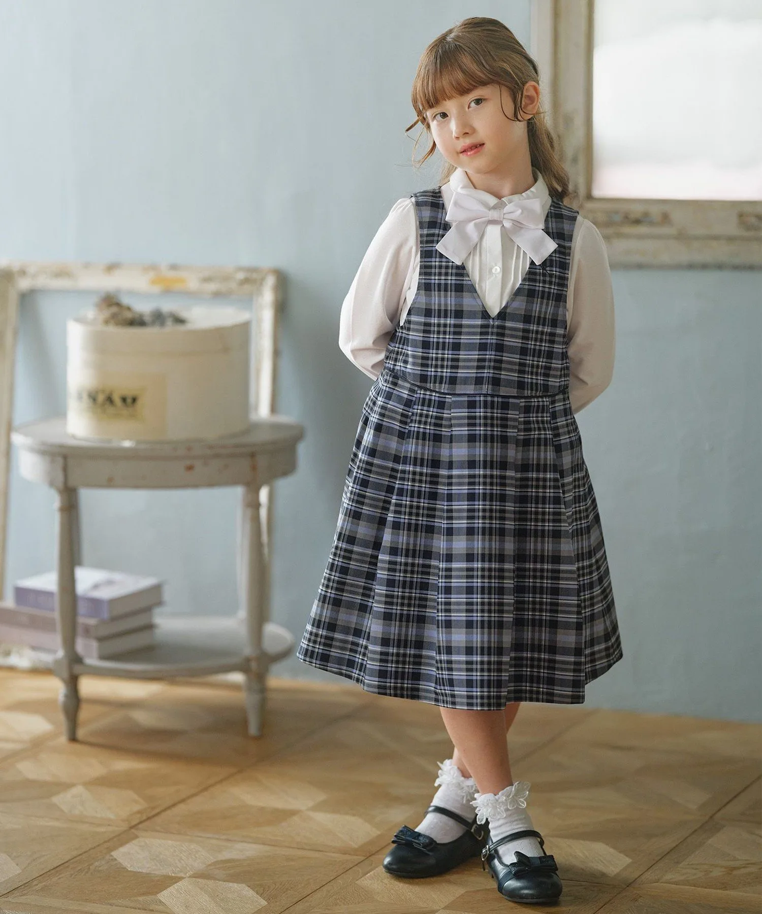 [110-140 см] Юбка-свитер в клетку KUMIKYOKU Kids Suite, Blue series 3 [370] — фото 4