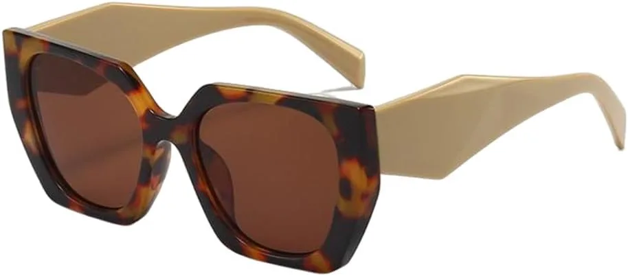 

Большие квадратные женские солнцезащитные очки в винтажном стиле, большие солнцезащитные очки для мужчин и женщин, защита от ультрафиолета UV400 LJTJTAV, Leopard