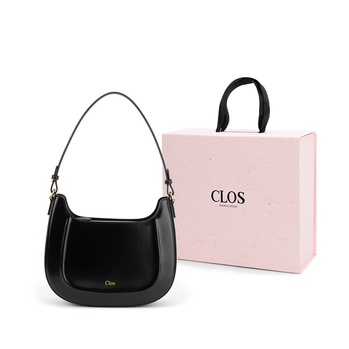 

CLOS Кожаная седельная сумка женская бордово-черно-шоколадная морская соль, Velia Black