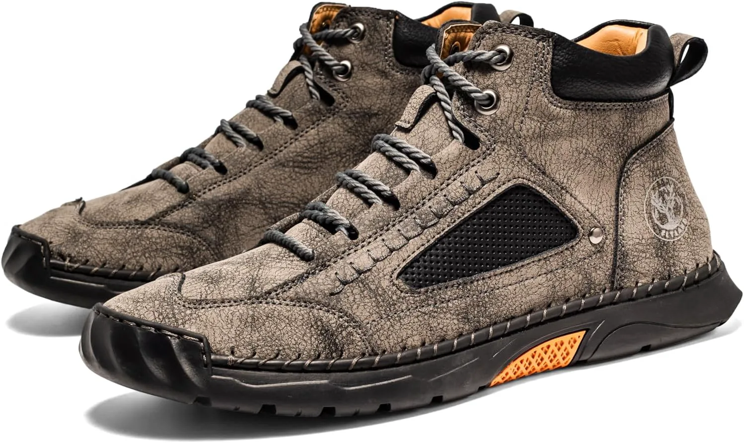 

Мужские повседневные кожаные модные кроссовки FLYLAND, ботинки Чукка, ручной работы, легкие лоферы, средние по высоте, для ходьбы и вождения, серый