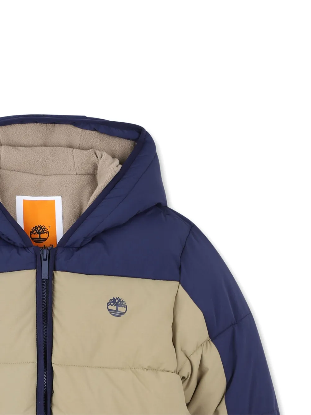 Утепленная куртка с капюшоном и цветными блоками Timberland Kids, нейтральный — фото 3