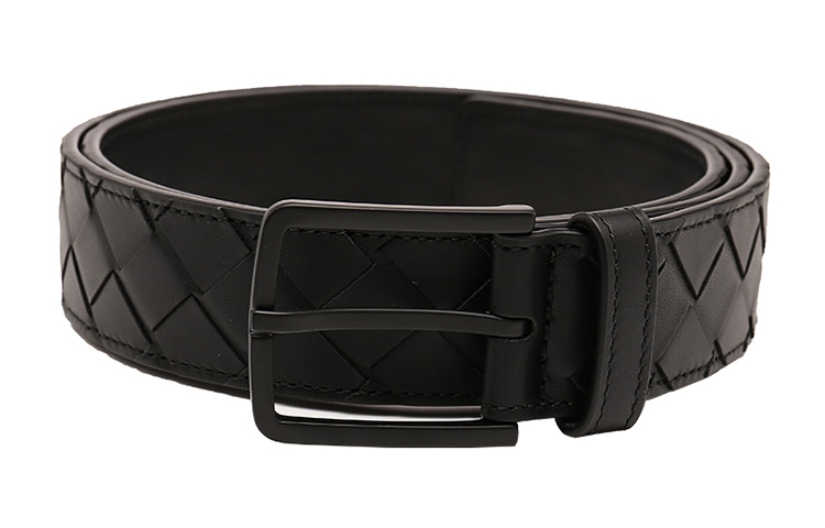 Bottega Veneta Кожаный ремень из коровьей кожи мужской шириной 3,5 см, Black — фото 3