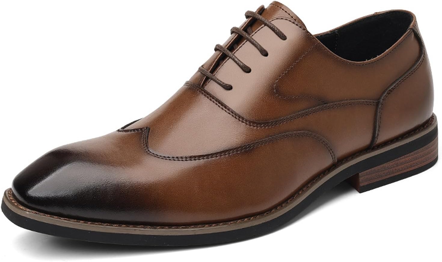 

Мужские кожаные туфли-оксфорды с массивным каблуком, винтажный острый носок, низкий каблук, противоскользящие, на шнуровке, деловые туфли для свадьбы, работы и вечеринки Fifilapin, коричневый