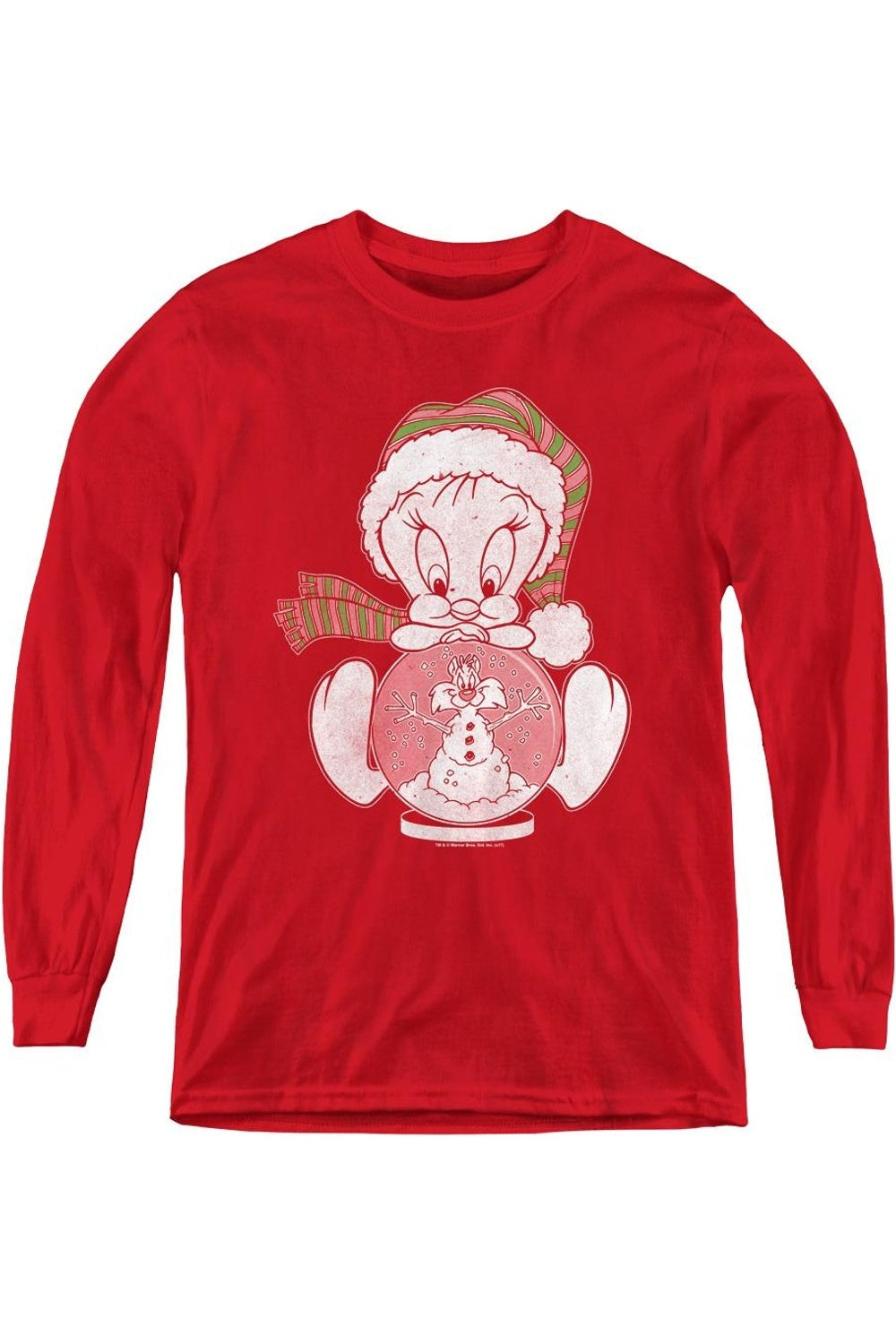 

Футболка с длинным рукавом Looney Tunes Tweey Globe для детей Gildan, красный