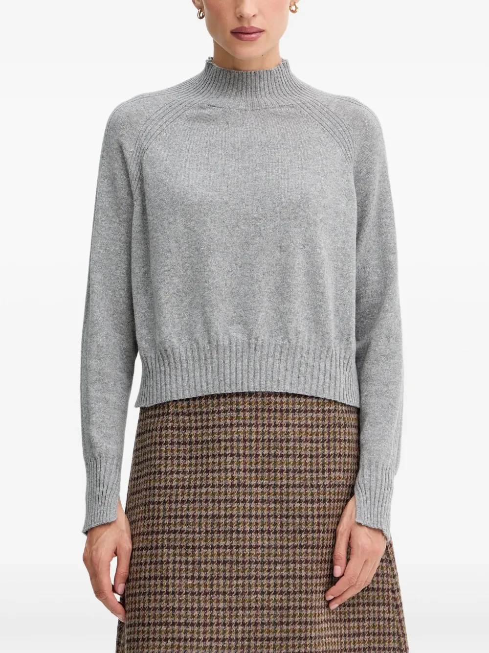 

Шерстяной свитер с высоким воротом Twinset, серый