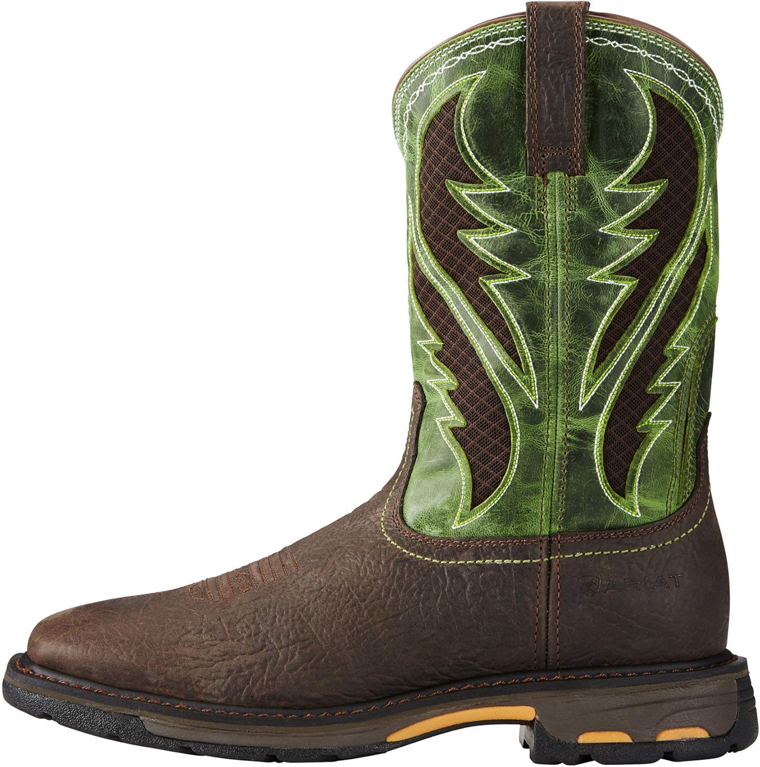 Мужские ботинки Ariat Workhog без шнурков, зеленый/коричневый — фото 2