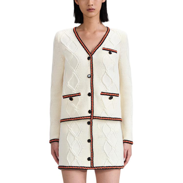 

Self-portrait Автопортрет Вязаный свитер Женский Слоновая кость Белый