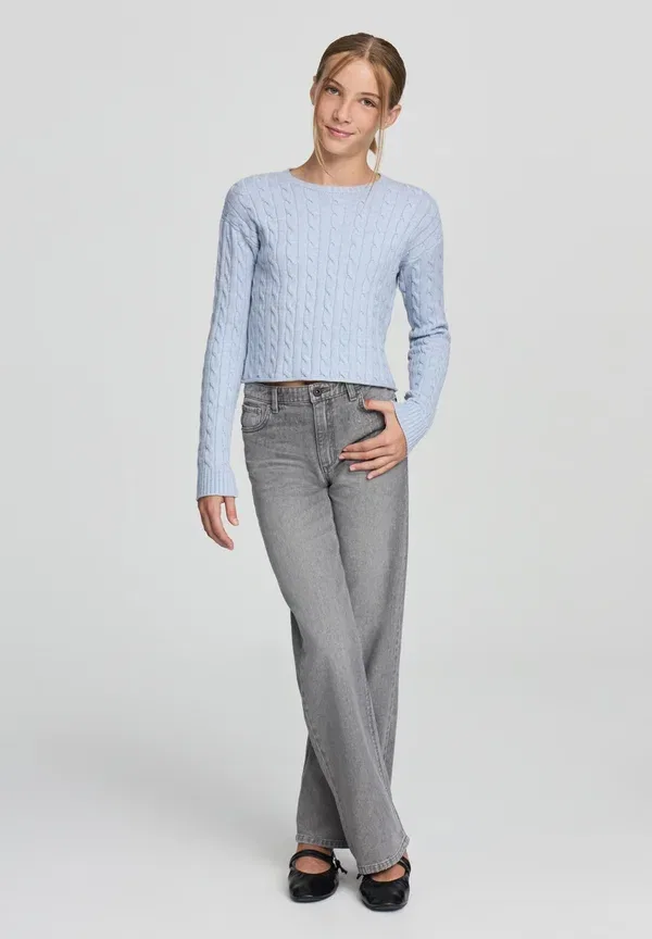 Джемпер вязаный Cable Knit Terranova, Celeste Melange, светло-голубой