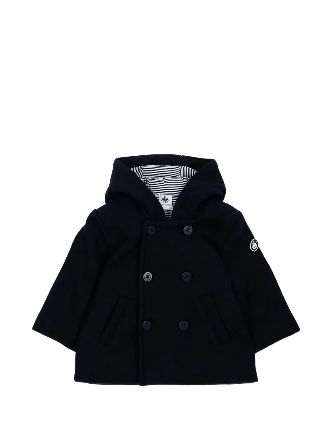 Двубортное пальто с капюшоном Petit Bateau, синий