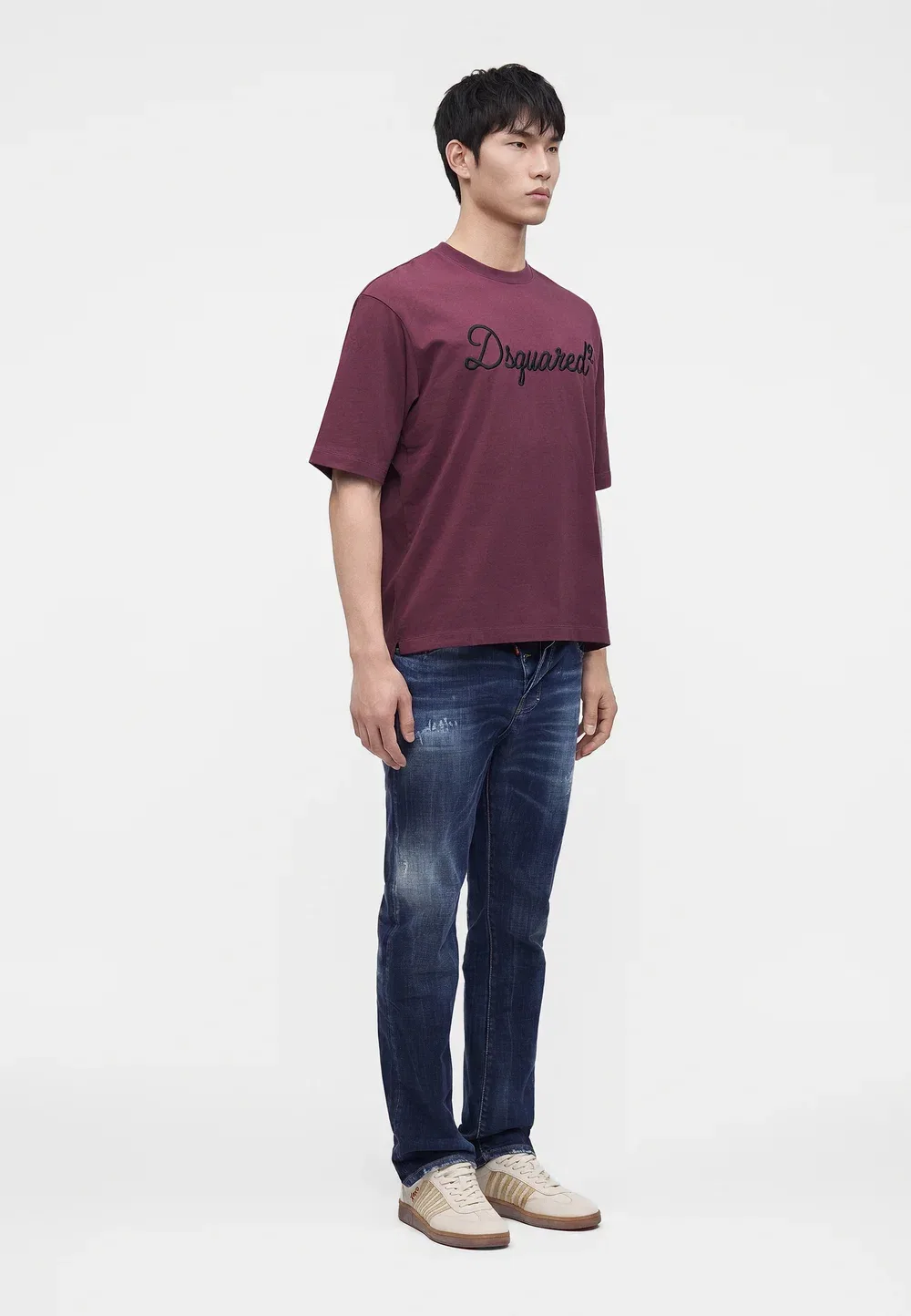 Фирменная футболка свободного кроя с принтом Dsquared2, Plum — фото 4