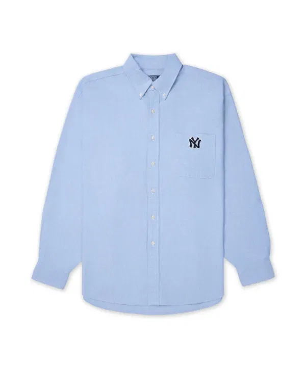 Рубашка оверсайз бейсбольная Polo Ralph Lauren, синяя