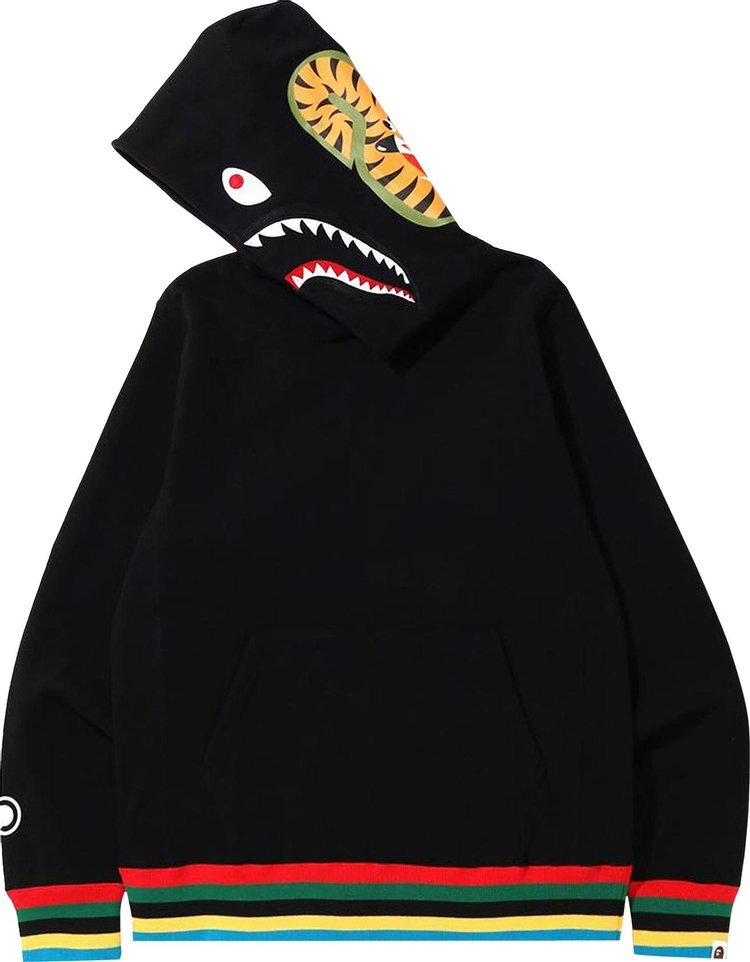 

Худи BAPE Shark Line Rib Pullover Hoodie 'Black', черный