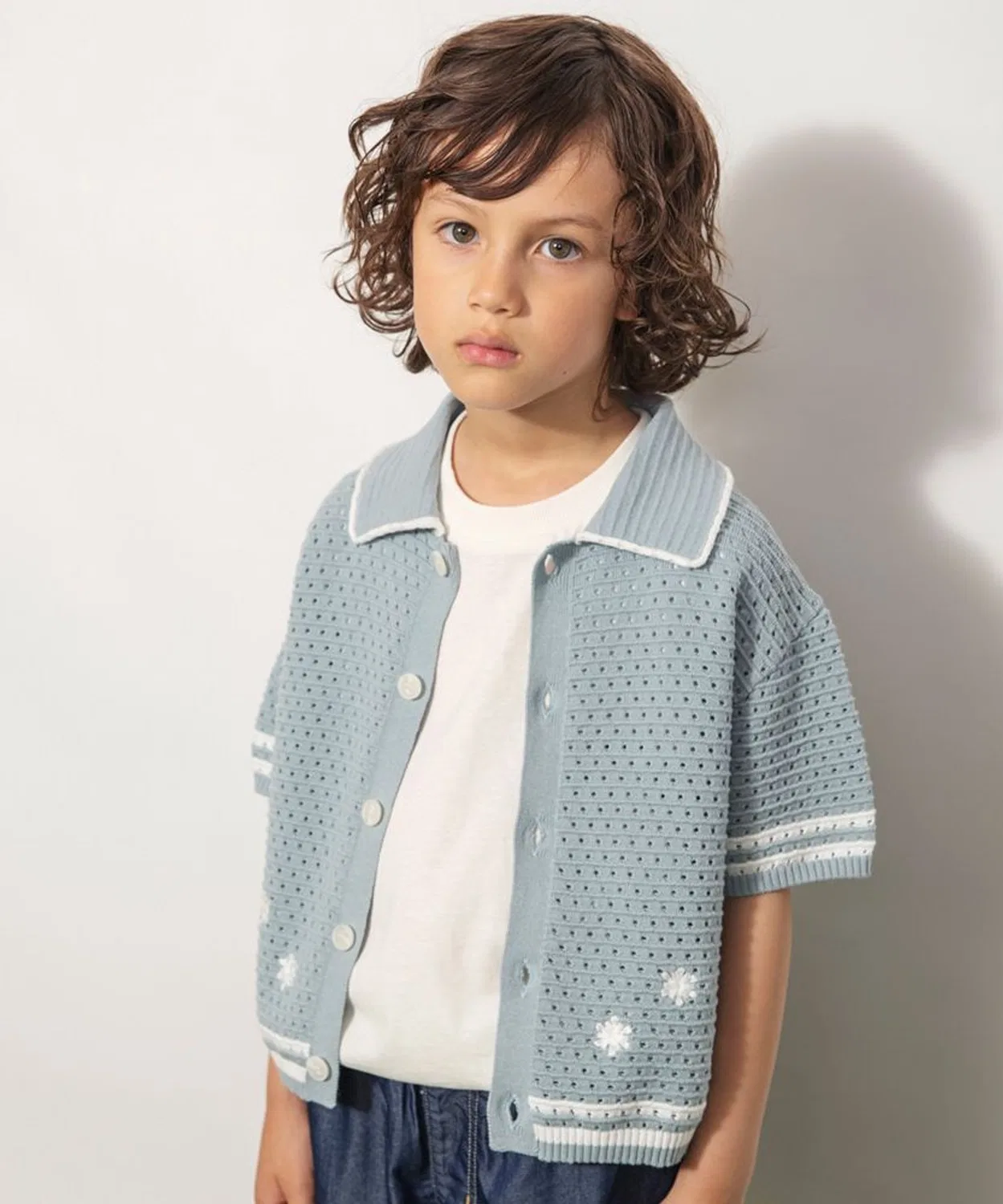 Детский ажурный топ с коротким рукавом branshes, Sax Blue