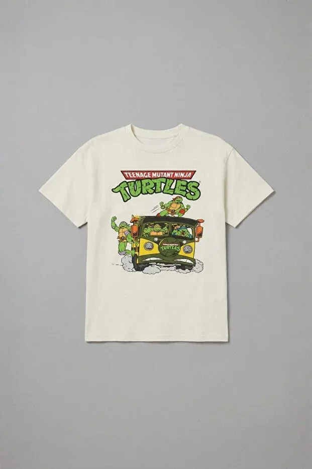 Детская футболка для мальчиков хлопковая Ninja Turtles-Retro New Defacto, Ecru-Er105 — фото 3