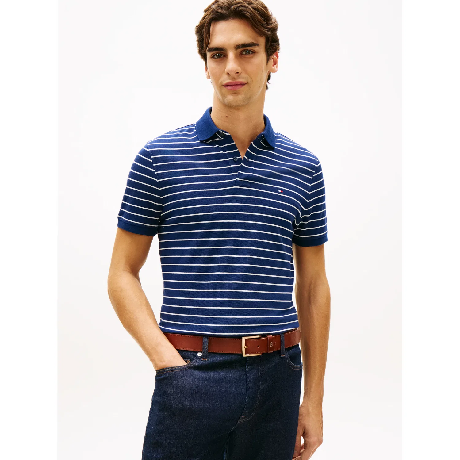 Мужское поло из пике Tommy Hilfiger, Carbon Navy / Ivory Petal