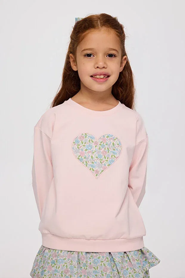Детские свитшот для девочек хлопковый Liberty fabric girls' sweatshirt Made With Liberty Fabric, Pink — фото 2
