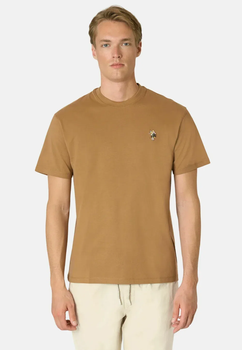 Футболка girocollo da uomo a maniche corte con logo colorato - базовая футболка U.S. Polo Assn., Marrone-162