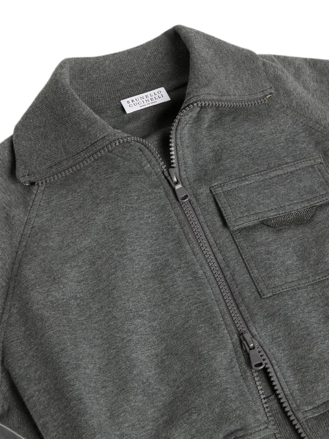 Худи на молнии Brunello Cucinelli Kids, серый — фото 3