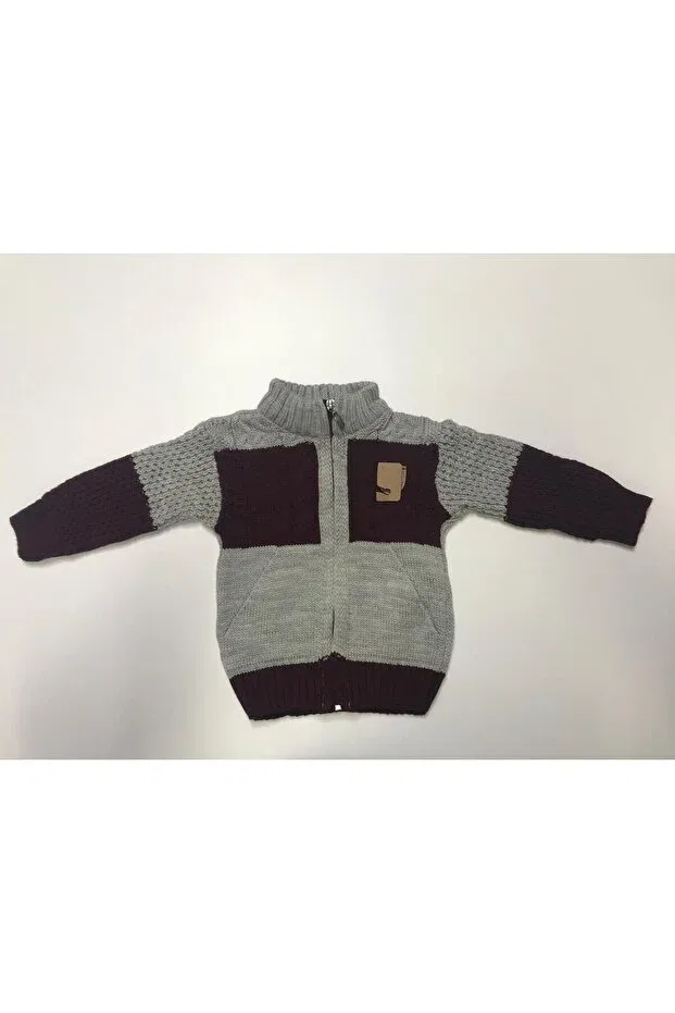 Детский кардиган для мальчиков с ромбовидным принтом Baby Slon Kids Clup, Gray-Burgundy