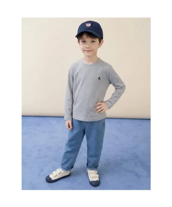 Футболка с длинным рукавом супима хлопок Beanpole Kids, серый — фото 2