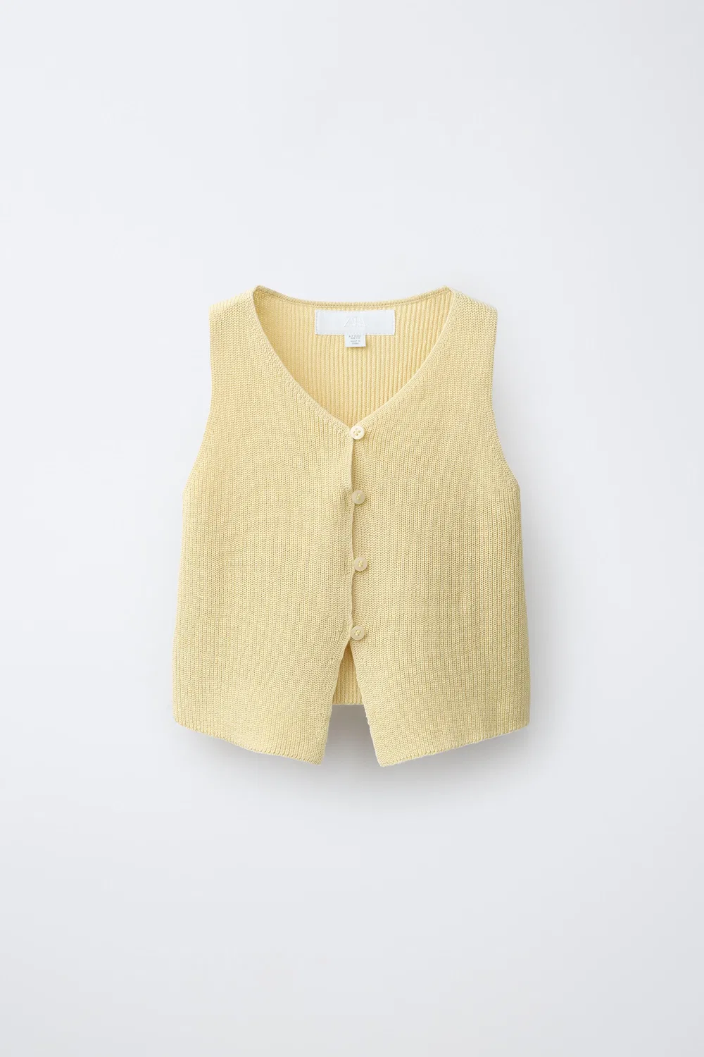 Вязаный топ с пуговицами ZARA, Light Yellow