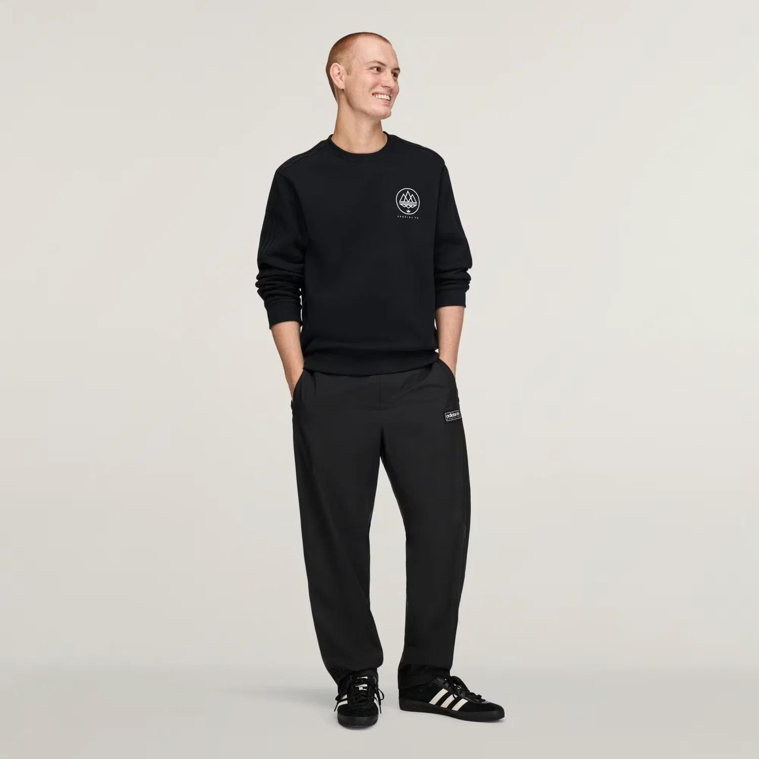 Мужской флисовый свитшот SPZL F.C. CREW Adidas Originals, черный — фото 4
