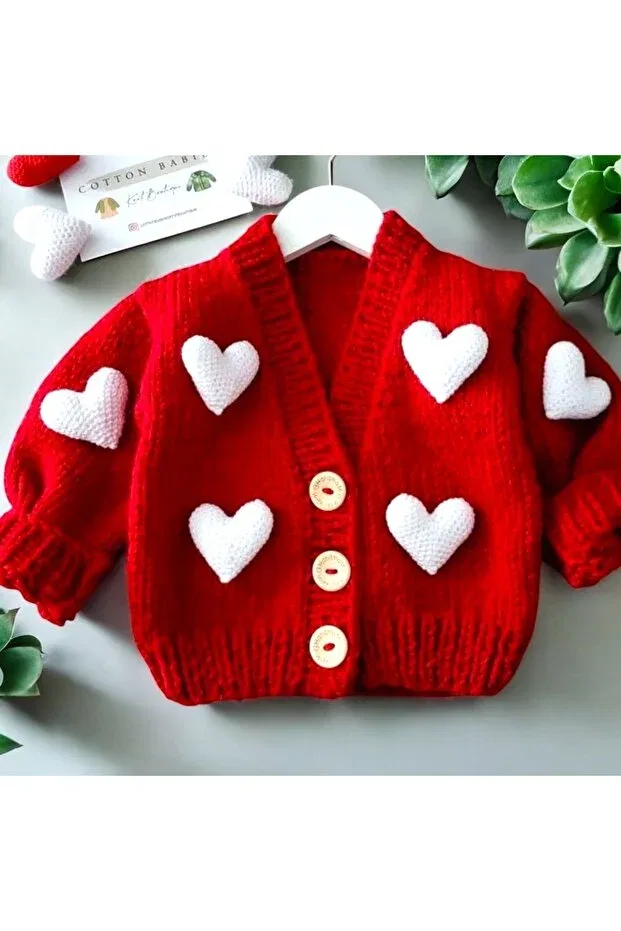 Детский кардиган ручной вязки Tce The Charme Elegant, Red