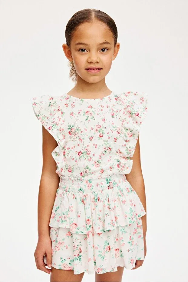 Детская футболка для девочек с принтом H&M, White/Roses — фото 3
